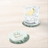 Rustiek dennenboom bos Baby shower Ronde Kartonnen Onderzetter (Insitu)