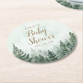 Rustiek dennenboom bos Baby shower Ronde Kartonnen Onderzetter (Gebogen)