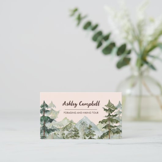 Rustiek dennenbos en berg Visitekaartje (Staand voorkant)