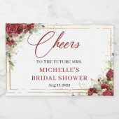 Rustiek diep rood en blush  rozen goud lijst sparkling wijnetiket (Enkel label)