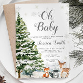 Rustiek Dier Evergreen Kerst Baby shower Kaart