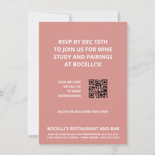 Rustiek diner en wijn Foto Flyer uitnodiging (Achterkant)