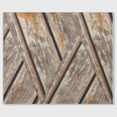 Rustiek Distressed Wood Grain geometrisch patroon Cadeaupapier (Vlak)