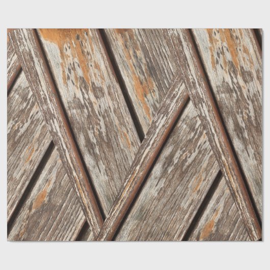 Rustiek Distressed Wood Grain geometrisch patroon Cadeaupapier (Vlak)