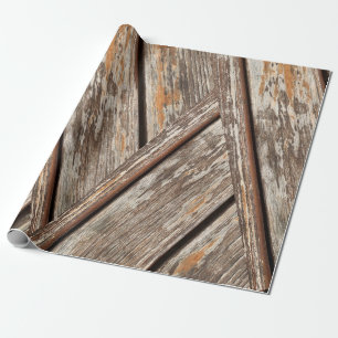 Rustiek Distressed Wood Grain geometrisch patroon Cadeaupapier