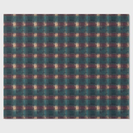 Rustiek Donker Blauwgroen en Bourgogne Plaid – War Cadeaupapier (Vlak)