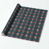 Rustiek Donker Blauwgroen en Bourgogne Plaid – War Cadeaupapier (Uitgerold)