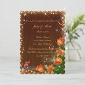 Rustiek Donker Hout Bloemen Vlinder Verlovingsfees Kaart (Staand voorkant)