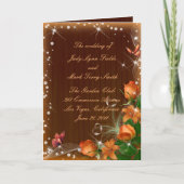 Rustiek donker hout bloemenvlinder bruiloft progra feestdagen kaart (Voorkant)