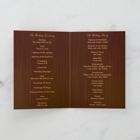 Rustiek donker hout bloemenvlinder bruiloft progra feestdagen kaart (Binnen)