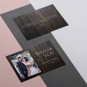 Rustiek Donker Hout Foto bruiloft Dank u kaart