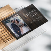 Rustiek Donker Hout Foto bruiloft Dank u kaart