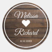 Rustiek Donker Hout Land Wedding Favoriet Ronde Sticker (Voorkant)