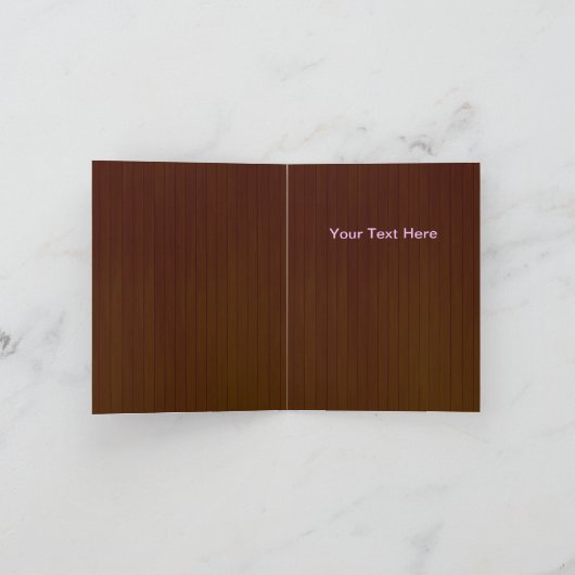 Rustiek donker hout Paarse bloemen bedankje Kaart (Binnen)