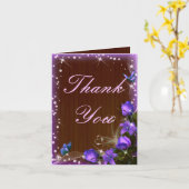 Rustiek donker hout Paarse bloemen bedankje Kaart (Gele Bloem)