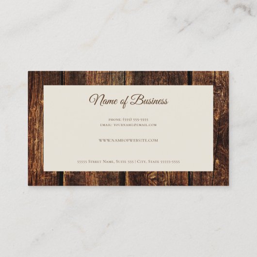 Rustiek Donker Hout Reuzenspin Elegant Script Visitekaartje (Achterkant)