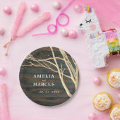 Rustiek Donker Hout Winter Tree Bruiloft Papieren Bordje (Feest)