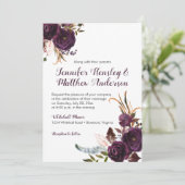 Rustiek Donker Paarse Bloemen Boho Fall Bruiloft Kaart (Staand voorkant)