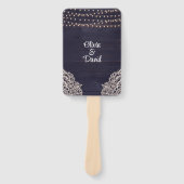 Rustiek Donkerblauw Houten Koord Licht Huwelijkspr Handwaaier (Voorkant)