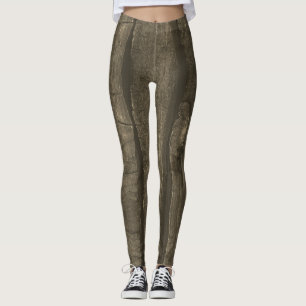 Rustiek donkerbruin goud sepia oud hout leggings