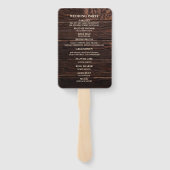 Rustiek donkerbruin houten trouwprogramma handwaaier (Achterkant)