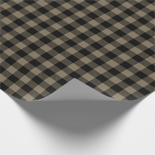 Rustiek Donkerbruin Zwart Buffel Plaid Cadeaupapier (Hoek)