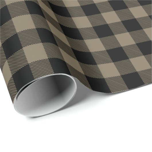 Rustiek Donkerbruin Zwart Buffel Plaid Cadeaupapier (Rol Hoek)