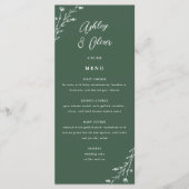 Rustiek Donkergroen Botanisch Wedding Menu Kaart (Voorkant)