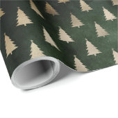 Rustiek donkergroen goud kerstbomen patroon cadeaupapier (Rol Hoek)