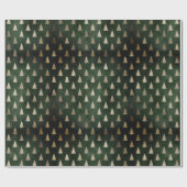 Rustiek donkergroen goud kerstbomen patroon cadeaupapier (Vlak)