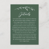 Rustiek Donkergroen Wildflower Wedding Details Informatiekaartje (Voorkant)