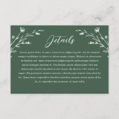 Rustiek Donkergroen Wildflower Wedding Details Informatiekaartje (Voorkant)