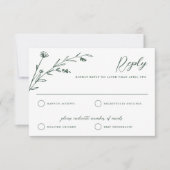 Rustiek Donkergroen Wildflower Wedding RSVP Kaart (Voorkant)