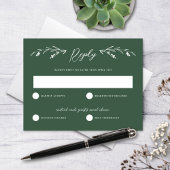 Rustiek Donkergroen Wildflower Wedding RSVP Kaart
