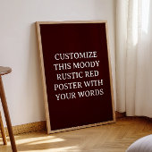 Rustiek Donkerrood Custom Wedding Poster Christmas