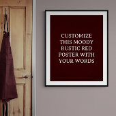 Rustiek Donkerrood Custom Wedding Poster Christmas