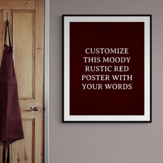 Rustiek Donkerrood Custom Wedding Poster Christmas