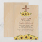 Rustiek Doopsel Hout Kruis Zonnebloemen Kaart (Voorkant / Achterkant)