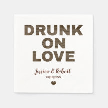 Rustiek Drink op Love Wedding Napkins