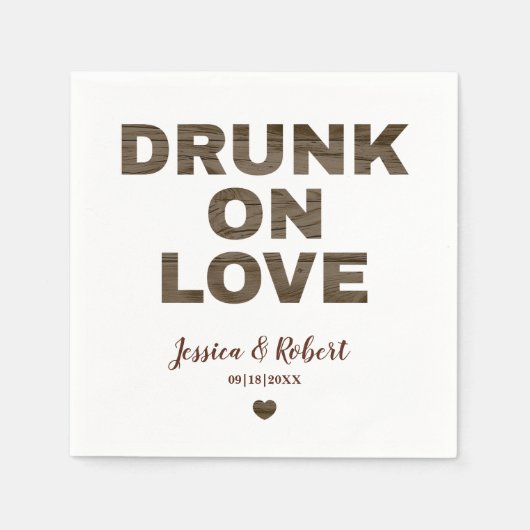 Rustiek Drink op Love Wedding Napkins Servet (Voorkant)