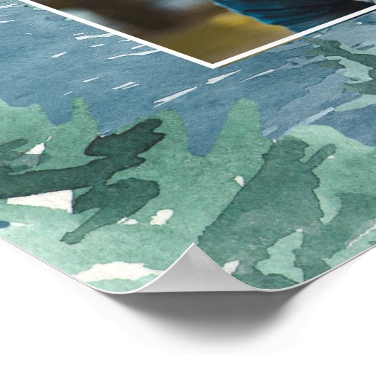 Rustiek Dusky Blue Mountains repetitie diner Poster (Hoek)