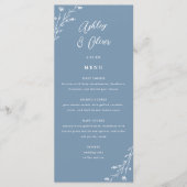 Rustiek Dusty Blue Botanical Wedding Menu Kaart (Voorkant)