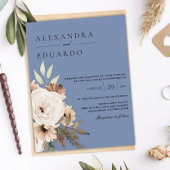 Rustiek Dusty Blue en Boho Wildflower Bruiloft Briefkaart