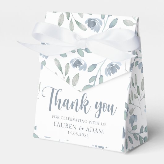Rustiek Dusty Blue Eucalyptus Bruiloft Dank u Bedankdoosjes (Voorkant Zijde)