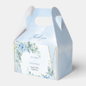 Rustiek Dusty Blue Floral eucalyptus goud lijst Bedankdoosjes (Achterkant)