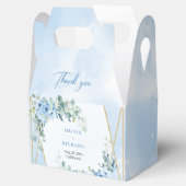 Rustiek Dusty Blue Floral eucalyptus goud lijst Bedankdoosjes (Geopend)