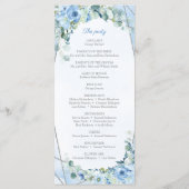 Rustiek Dusty Blue Floral Silver Geometrisch Programmakaart (Achterkant)