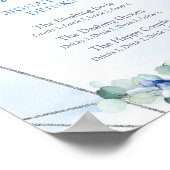 Rustiek Dusty Blue Floral zilver handtekening drin Poster (Hoek)