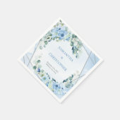 Rustiek Dusty Blue Floral zilver lijst bruiloft Servet (Hoek)