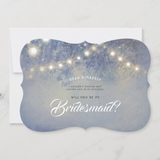Rustiek Dusty Blue, jij wordt mijn bruidsmeisje Kaart (Voorkant)